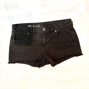 Madewell Mid Rise Black Denim Shorts Women's size 26 Raw Hem Jean Shorts